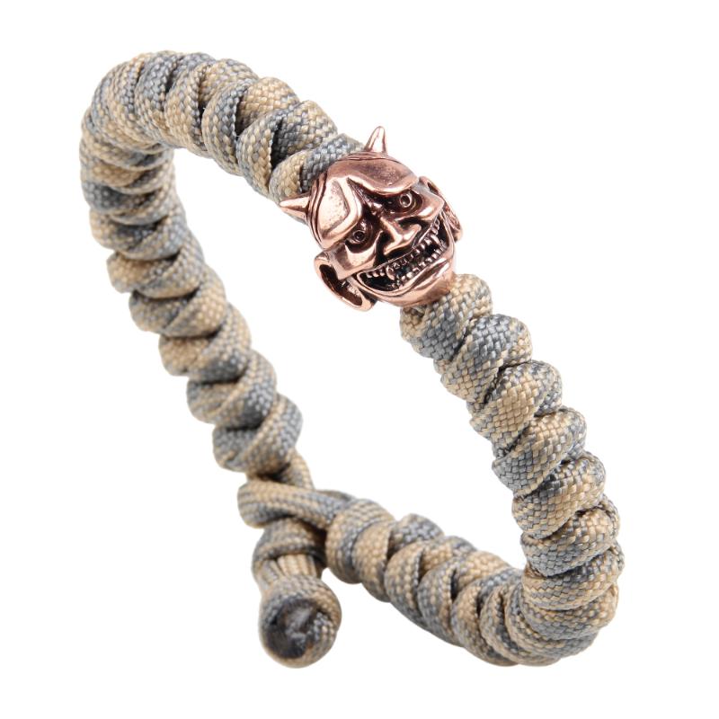 Charm Bracelets UBEAUTY Men's Nylon Personality Skull Shape Copper Trendy Cuff Pulseira Masculina Jewelry Bohemia Rope Bracelet