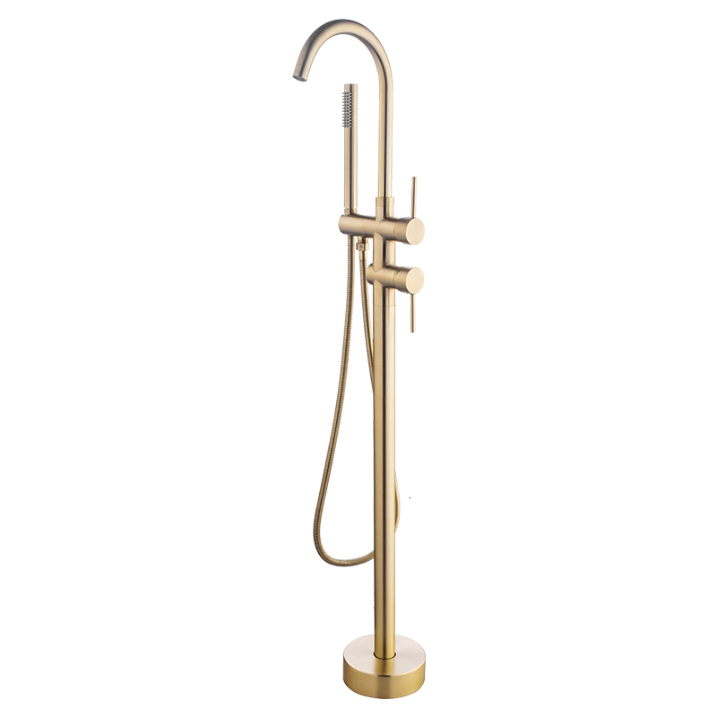 Other Faucets, Showers & Accs Brush Gold Bathtub Floor Stand Faucet Mixer Single Handle Tap 360 Rotation Spout with Brass Handshow
Other Faucets, Showers & Accs Brush Gold Bathtub Floor Stand Faucet Mixer Single Handle Tap 360 Rotation Spout with Brass Handshow