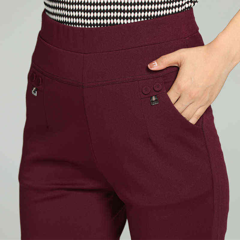 Women Pants Spring Fall plus size Straight Slim Casual Female Stretch Trousers black fashion Jeans office 211115
