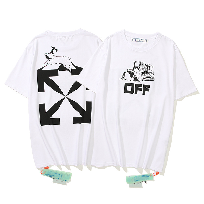 Summer New Ow Bulldozer Printed Short Sleeve Unisex Loose Cotton T-shirt, White;black
Summer New Ow Bulldozer Printed Short Sleeve Unisex Loose Cotton T-shirt, White;black