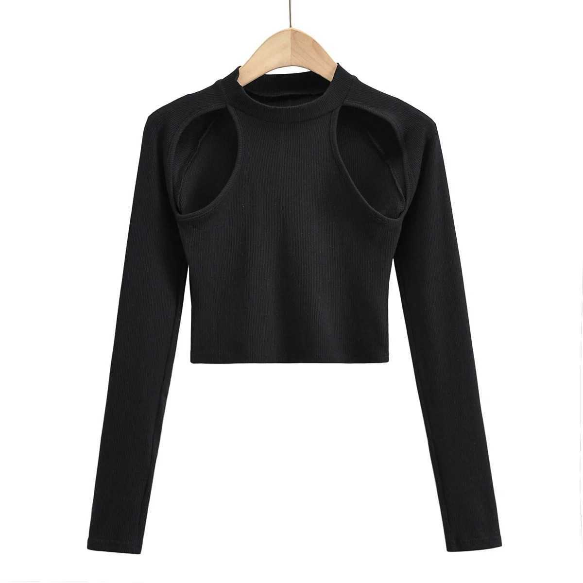 Women's Solid T-shirt Spring Slim Half-height Collar Strapless Long Tops 210615Z