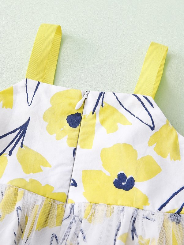Toddler Girls Floral Contrast Mesh Cami Dress SHE