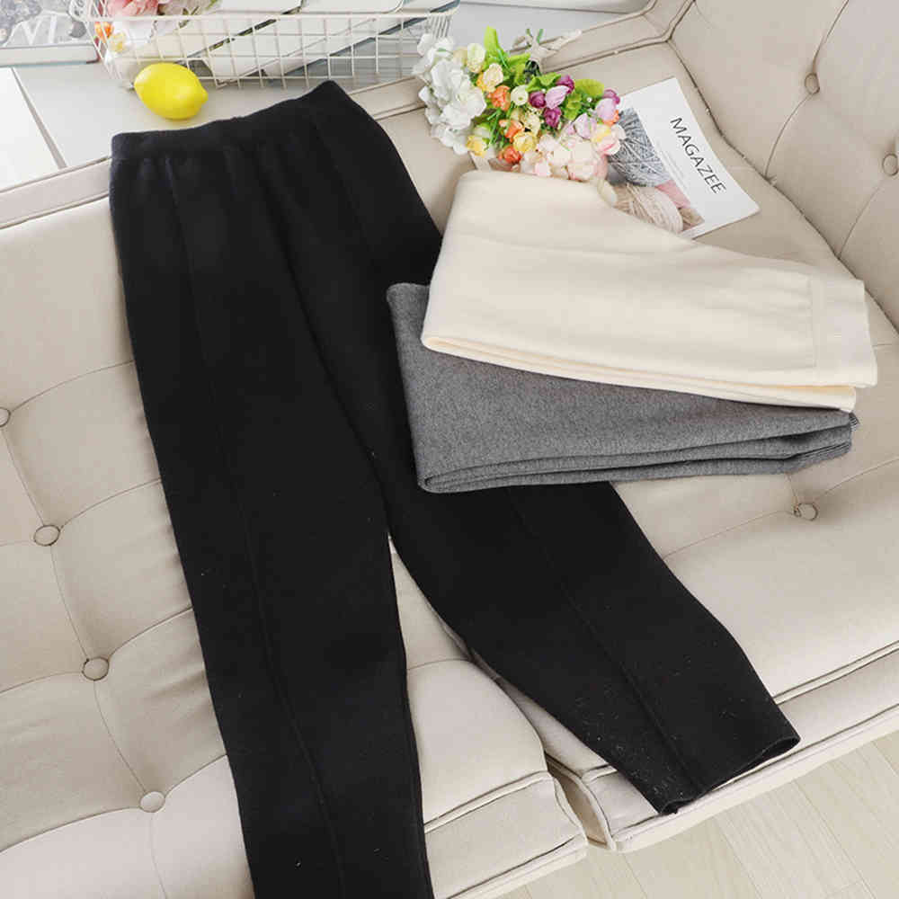 Nomikuma Knitted Thicken Harem Pants Autumn Winter New High Waist Ankle Trousers Causal Solid Women Sweater Pants 6C711 210427
