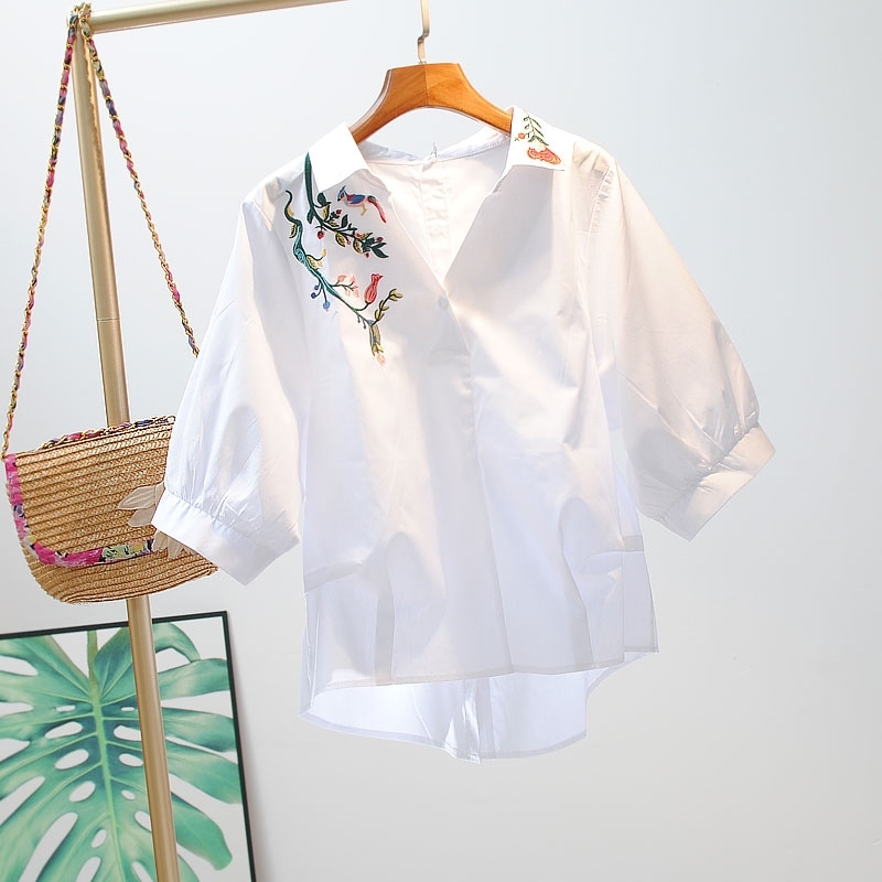 VANOVICH Summer Women Blouses and Tops Fashion Wild V-neck Cotton Embroidery Three Quarter Sleeve Clothing 210615, White
VANOVICH Summer Women Blouses and Tops Fashion Wild V-neck Cotton Embroidery Three Quarter Sleeve Clothing 210615, White