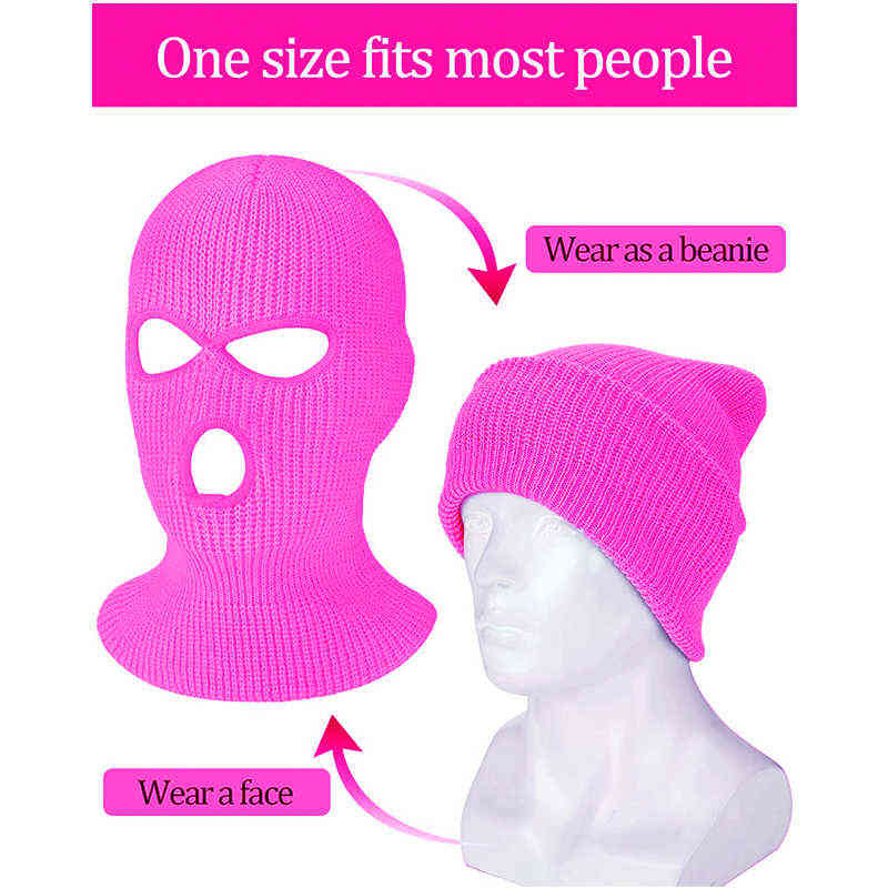 New Full Face Cover Ski Mask Hat 3 Holes Balaclava Army Tactical CS Windproof Knit Beanies Bonnet Winter Warm Unisex Caps