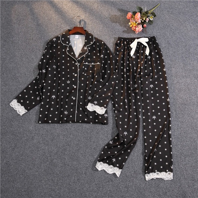2021spring summer home clothes for women silk pajamas for women sleepwear set pyjama satin lace pijama mujer sweet home suit casual, Black;red
2021spring summer home clothes for women silk pajamas for women sleepwear set pyjama satin lace pijama mujer sweet home suit casual, Black;red
