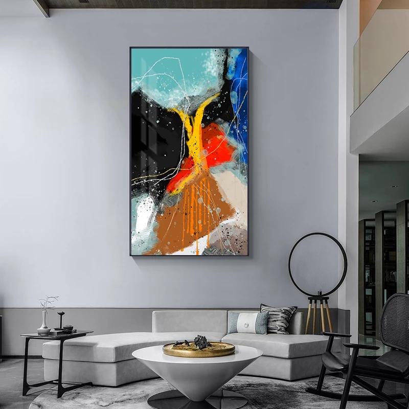 Golden Black Lines Poster Print Modern Abstract Yellow Blue Canvas Painting Nordic Red Fashion Wall Art Decor Picture Home Decor