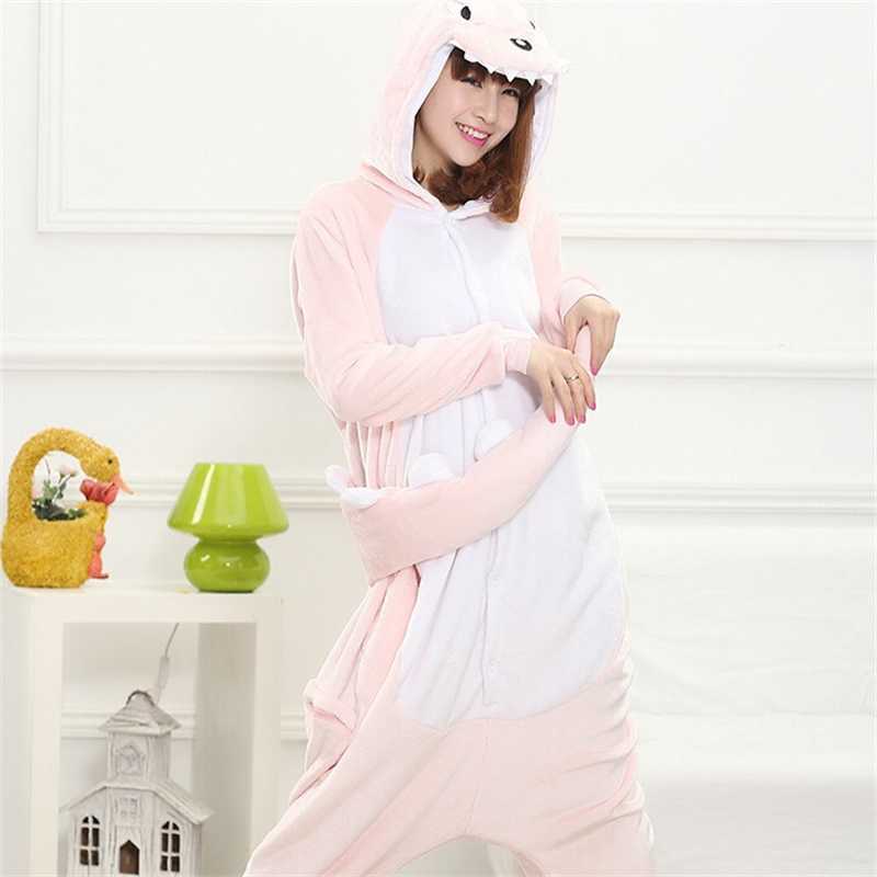 Flannel Dinosaur Kigurumi Pajama Women Male Winter Homewear Girl Onesie Animal Cosplay Costume Party Jumpsuit Adult Warm Y0913