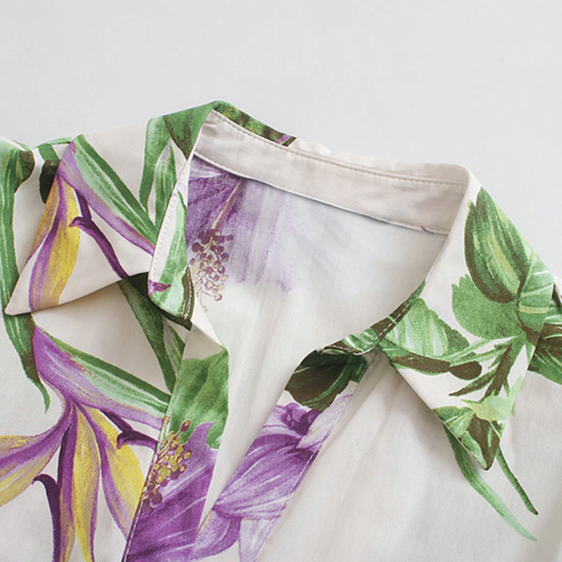 Boho Style Floral Print Long Dress Lantern Short Sleeve Elegant Shirt Bandage Vintage Pleated es Vestidos 210515