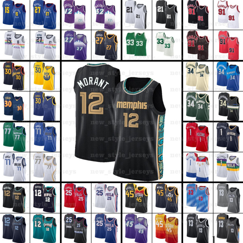 Kevin Kyrie Harden Lillard Durant Irving Butler Basketball Jerseys Booker Dwyane Bryant Luka Morant Doncic Wade Kawhi Leonard George Luka Joel Doncic Embiid Carter, Men