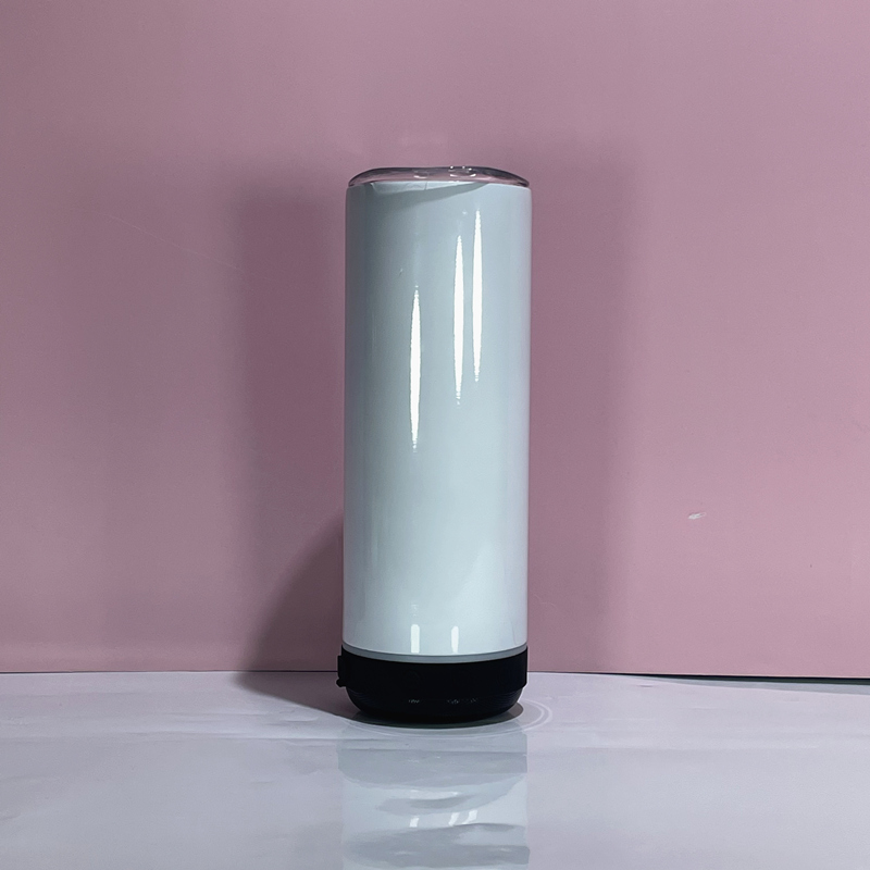 20oz Bluetooth Speaker Tumblers Straight Sublimation Skinny tumbler with wireless Mini Speaker stainless steel vacuum insulated music cup Coffee drink