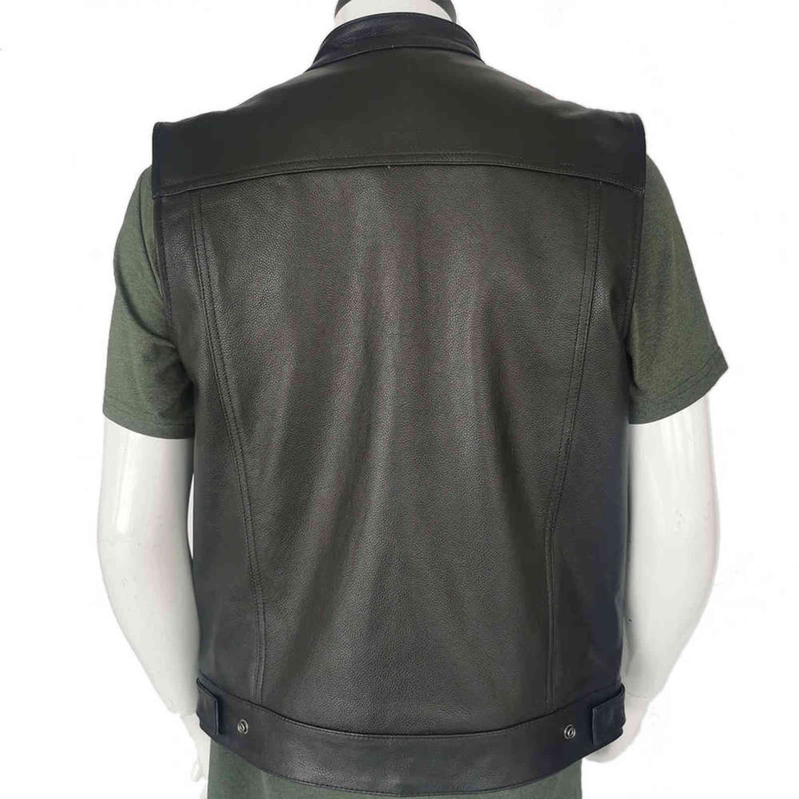 Classical Motorcycle Biker Leather Vest Men Genuine Leather Sleeveless Jackets 100% REAL Cowhide/Sheepskin Asian Size S-6XL M232 211111