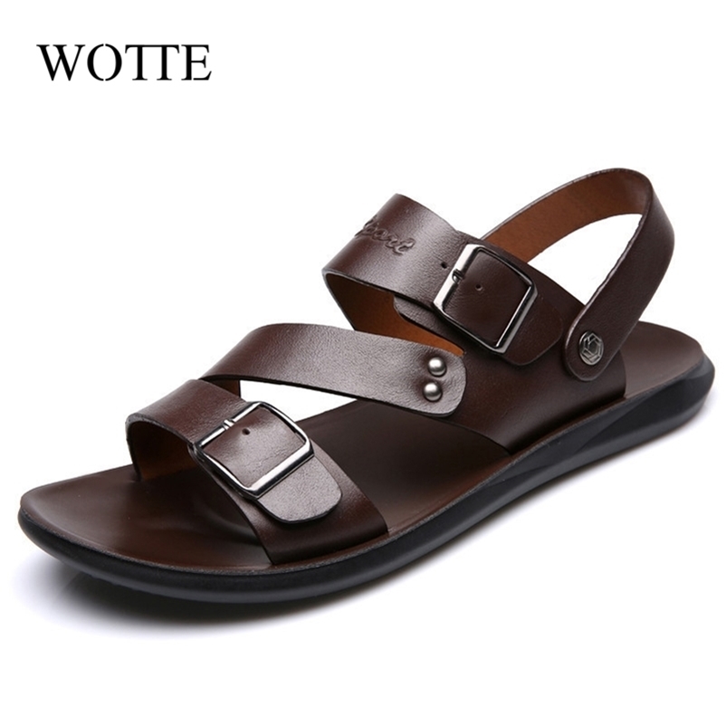 WOTTE Leather Sandals for Men Summer Sandals Casual Shoes Men Sendel Fashion Mens Beach Sandals Sandale Homme Cuir 210701, Brown
WOTTE Leather Sandals for Men Summer Sandals Casual Shoes Men Sendel Fashion Mens Beach Sandals Sandale Homme Cuir 210701, Brown