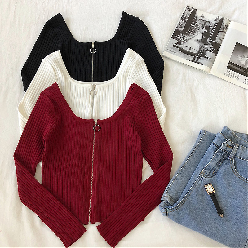 Long Sleeve Shirt Zipper Fly Slash Neck Tops Spring Blouse For Women Fashion Knitted s 210518, White
Long Sleeve Shirt Zipper Fly Slash Neck Tops Spring Blouse For Women Fashion Knitted s 210518, White