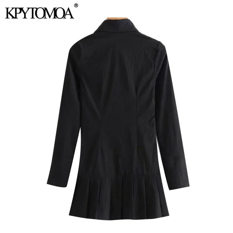 Women Chic Fashion Ruffled Black Mini Dress Long Sleeve Side Zipper Female Dresses Vestidos Mujer 210420
