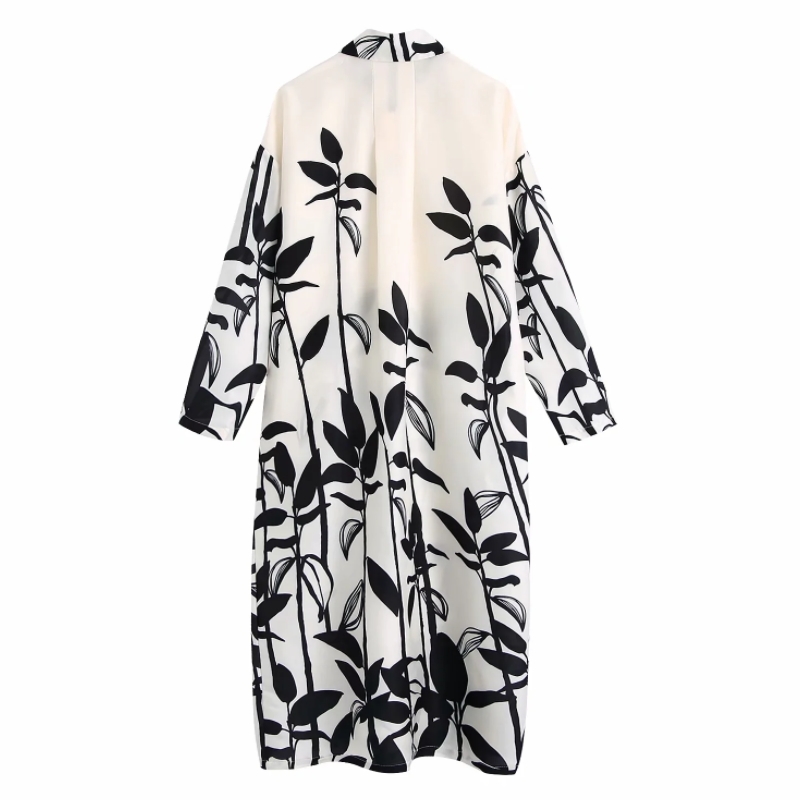 Summer Women Placement Print Oversized Midi Shirt Dress Female Long Sleeve Clothes Casual Lady Loose Vestido D7673 210430