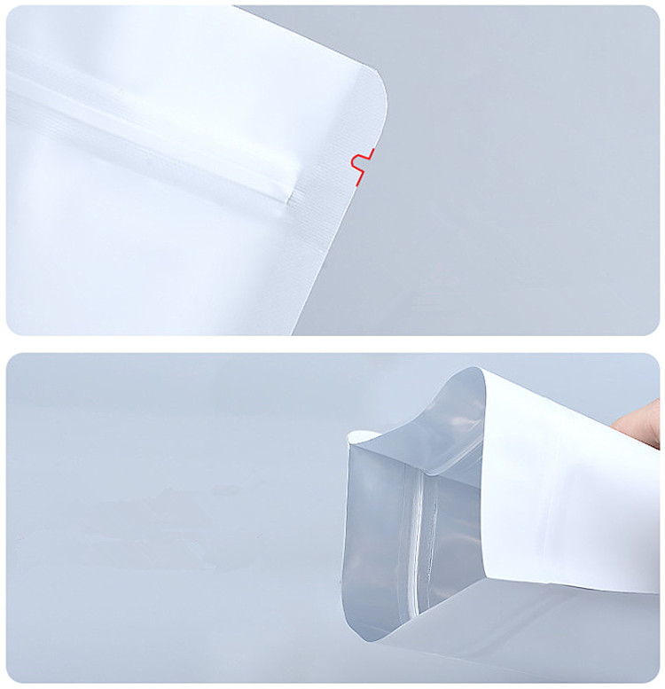 100pcs Stand up Matte White Aluminum Foil Window Zip Lock Bag Resealable Meat Coffee Powder Snack Nuts Xmas Wedding Gifts Heat Sealing Packaging Pouch