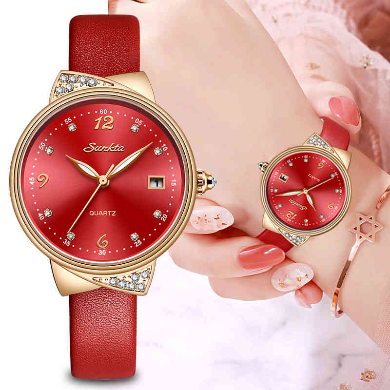 SUNKTA Red Watch Women Fashion Simple Quartz Watches Ladies Thin Leather Casual Female Wrist Watch Girl Clock Relogio Feminino 210517
SUNKTA Red Watch Women Fashion Simple Quartz Watches Ladies Thin Leather Casual Female Wrist Watch Girl Clock Relogio Feminino 210517