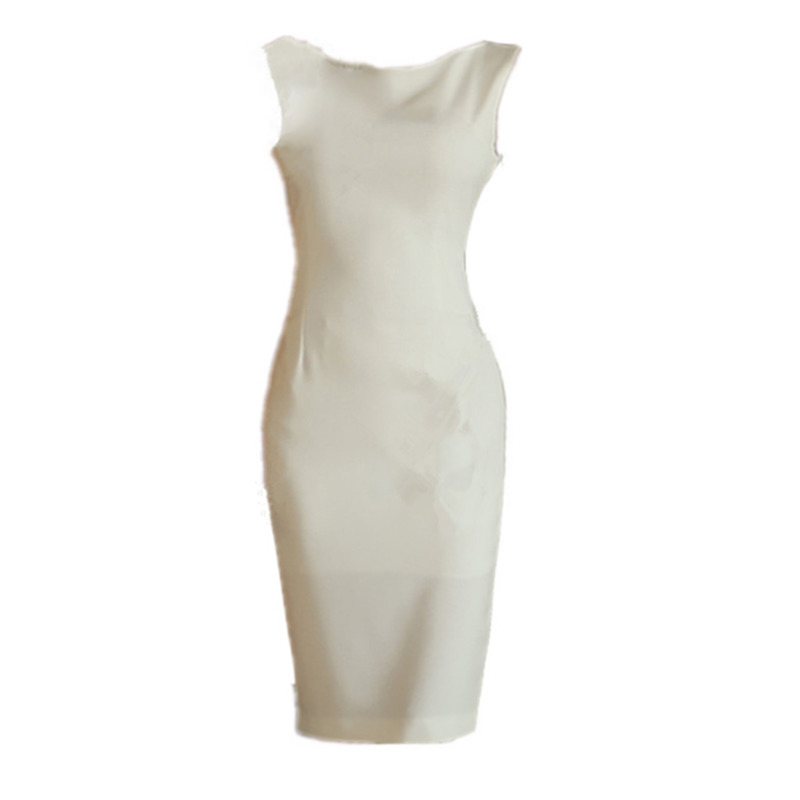 Brief Style Women Vintage White Sleeveless Bodycon Office Lady Work Dress Slim Pencil Dress Formal Party Summer 210331