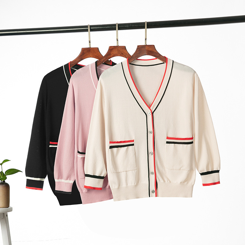 Preppy Style Knitted Cardigans Sweater Women Autumn Thin V-neck Single Breasted Striped 210520, Apricot
Preppy Style Knitted Cardigans Sweater Women Autumn Thin V-neck Single Breasted Striped 210520, Apricot