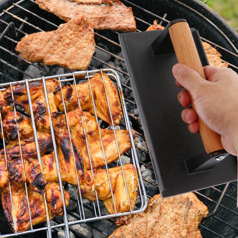 Dishes & Plates 1 Pc Convenient Grill Press Hand-held Grilling Plate Creative BBQ (Black)