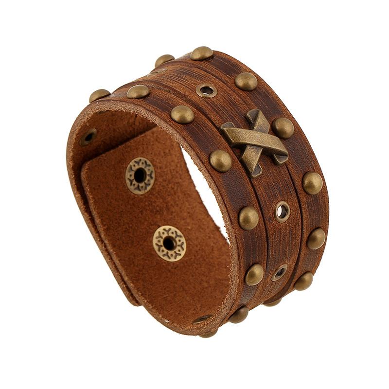Bangle Jessingshow Vintage Brown Genuine Leather Bracelet 32mm Wide Simple Fashion Cuff Jewelry Punk Style Men Rivet Bangles 
Bangle Jessingshow Vintage Brown Genuine Leather Bracelet 32mm Wide Simple Fashion Cuff Jewelry Punk Style Men Rivet Bangles