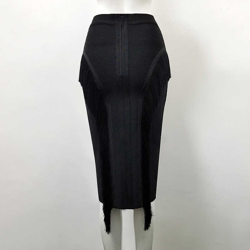 High Quality Women'S Waist Bodycon Skirt Office Ladies Tassel Elegant Fashion Pencil Bandage 210527