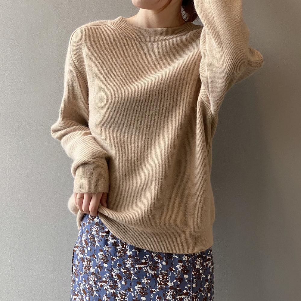 8 Colors Autumn Winter Bottoming Sweater Office Lady Basic Pullovers Tops Solid Long Sleeve Knitted Sweaters 210421