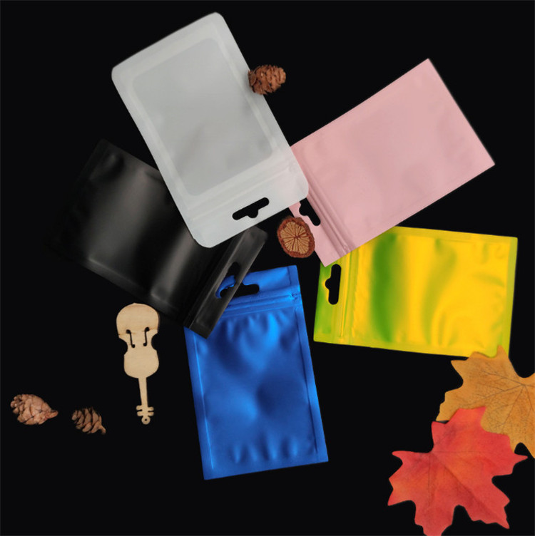 8 Colors General Matte Aluminum Foil Zip Lock Gift Bags Frosted Window Resealable Jewelry Trinkets Tea Snack Candy Wedding Party Gifts Hanging Display