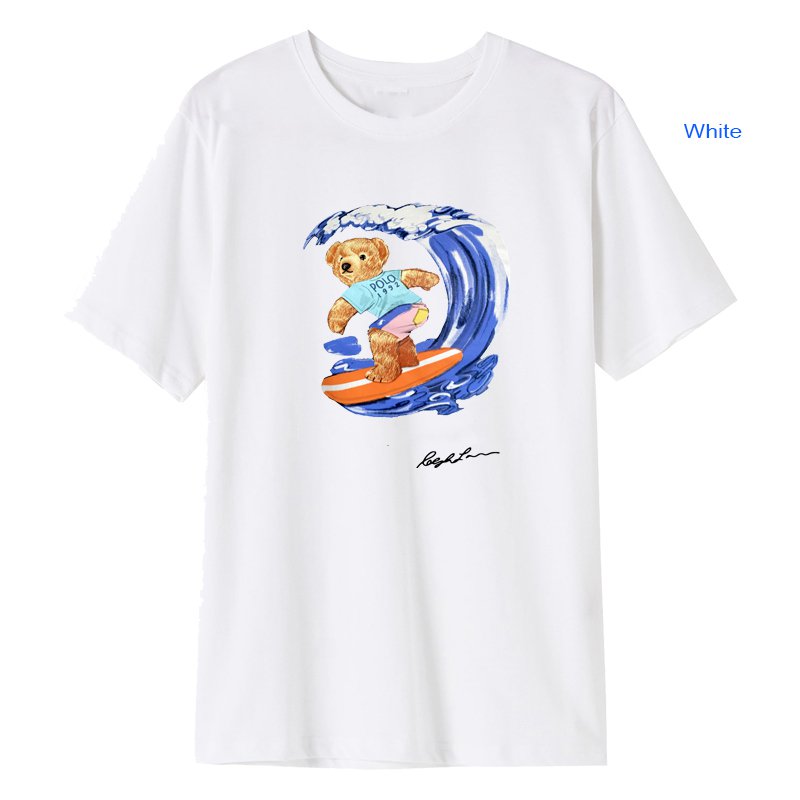 Summer short-sleeved bear t-shirt printing designer surf polo shirt pattern 100% cotton loose casual clothes hip-hop, White;black
Summer short-sleeved bear t-shirt printing designer surf polo shirt pattern 100% cotton loose casual clothes hip-hop, White;black