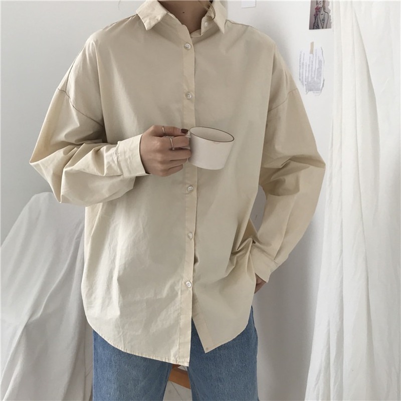 Autumn Solid Blouse Loose Women Office Lady Blouses Casual All-Match Tops Shirts Blusas Camisas Mujer 10237 210506