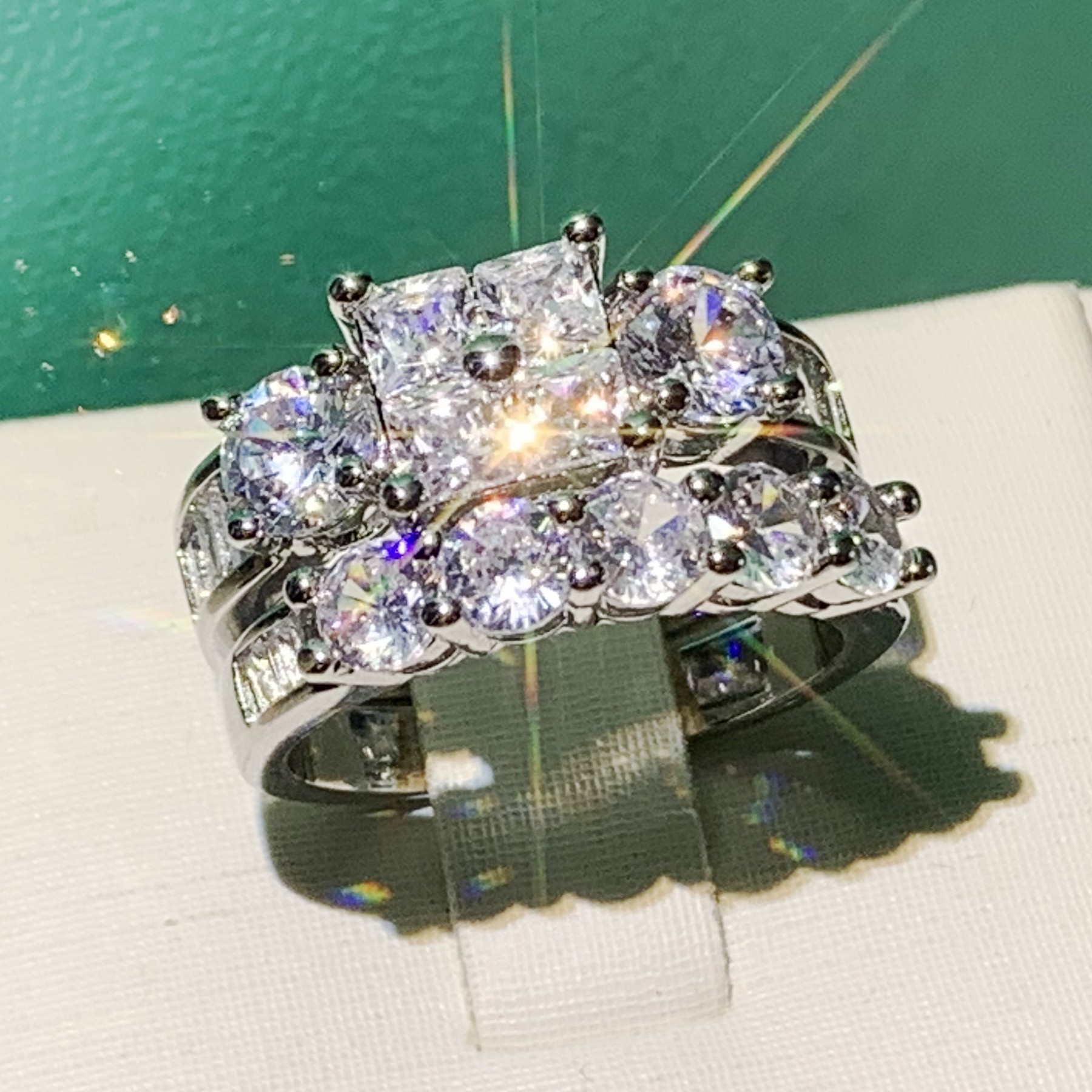 Size 5-10 Choucong Brand Wedding Rings Luxury Jewelry 925 Sterling Silver Princess Cut White Topaz CZ Diamond Gemstones Women Party Bridal Ring Set Fo