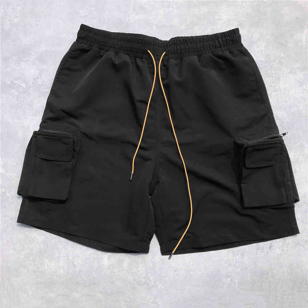 Summer Black Cargo Jogger Men Loose Fit Drawstring Sweat Short Streetwear