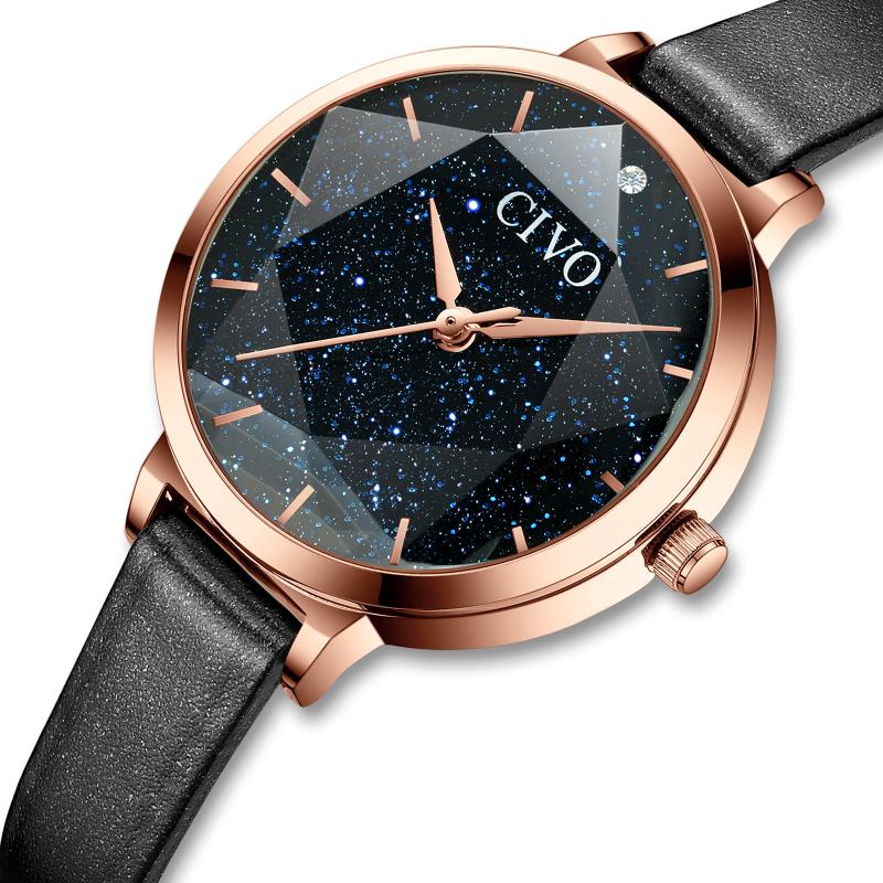 Wholesale Price CIVO Black Fashion Women Watches Casual Waterproof Leather Starry Sky Dial Ladies Relogio Feminino 8123 Wristwatches
Wholesale Price CIVO Black Fashion Women Watches Casual Waterproof Leather Starry Sky Dial Ladies Relogio Feminino 8123 Wristwatches