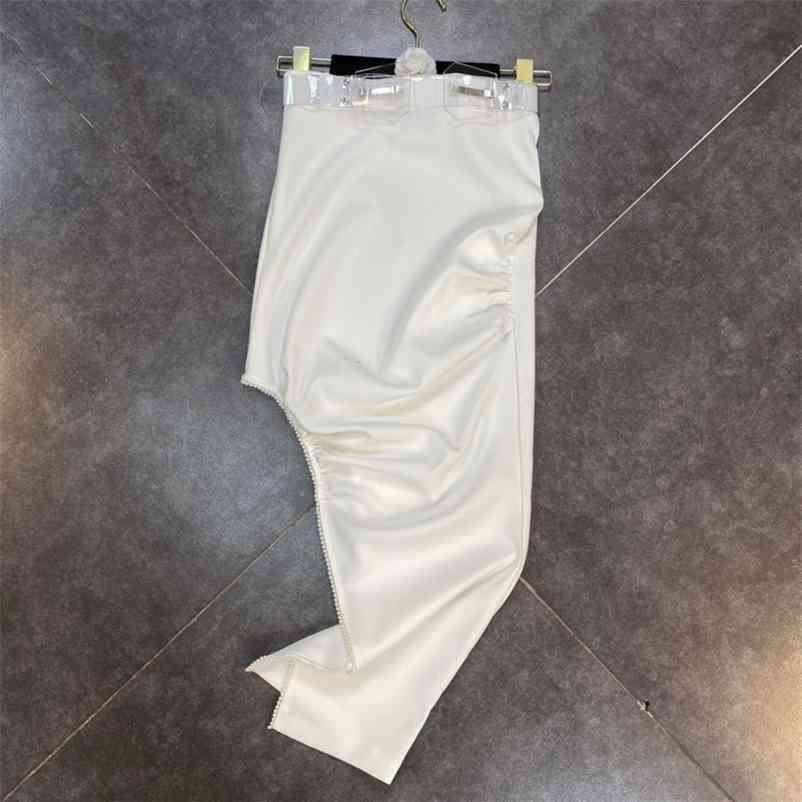 Women Irregular Temperament Buttocks Skirt Solid Color Belt Beading Decoration Fashion Spring Summer 11B402 210525, White
Women Irregular Temperament Buttocks Skirt Solid Color Belt Beading Decoration Fashion Spring Summer 11B402 210525, White