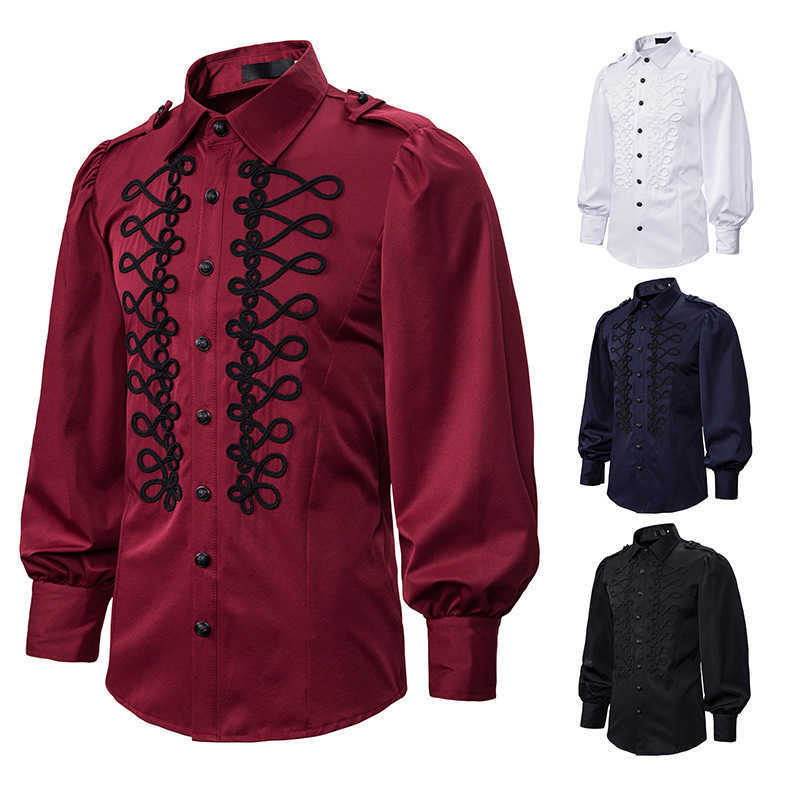 Status Men' Punk Military Uniform Victorian Court Pankou Long Sleeve Shirt A64, White
Status Men' Punk Military Uniform Victorian Court Pankou Long Sleeve Shirt A64, White