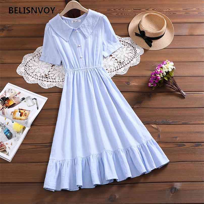 Mori Girl Summer Women Solid Dresses Peter Pan Collar Elegant Fairy Vestidos Ruffles Short Sleeve Cute Chic Midi Sundress 210520, Lavender
Mori Girl Summer Women Solid Dresses Peter Pan Collar Elegant Fairy Vestidos Ruffles Short Sleeve Cute Chic Midi Sundress 210520, Lavender