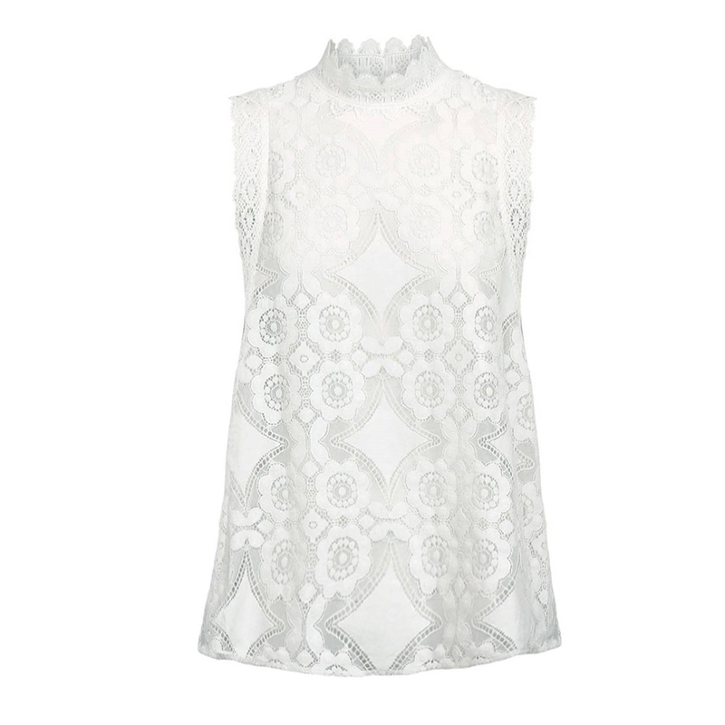 Black white lace blouse shirt women summer autumn sleeveless elegant blouse streetwear casaul beach shirt tops female 210415