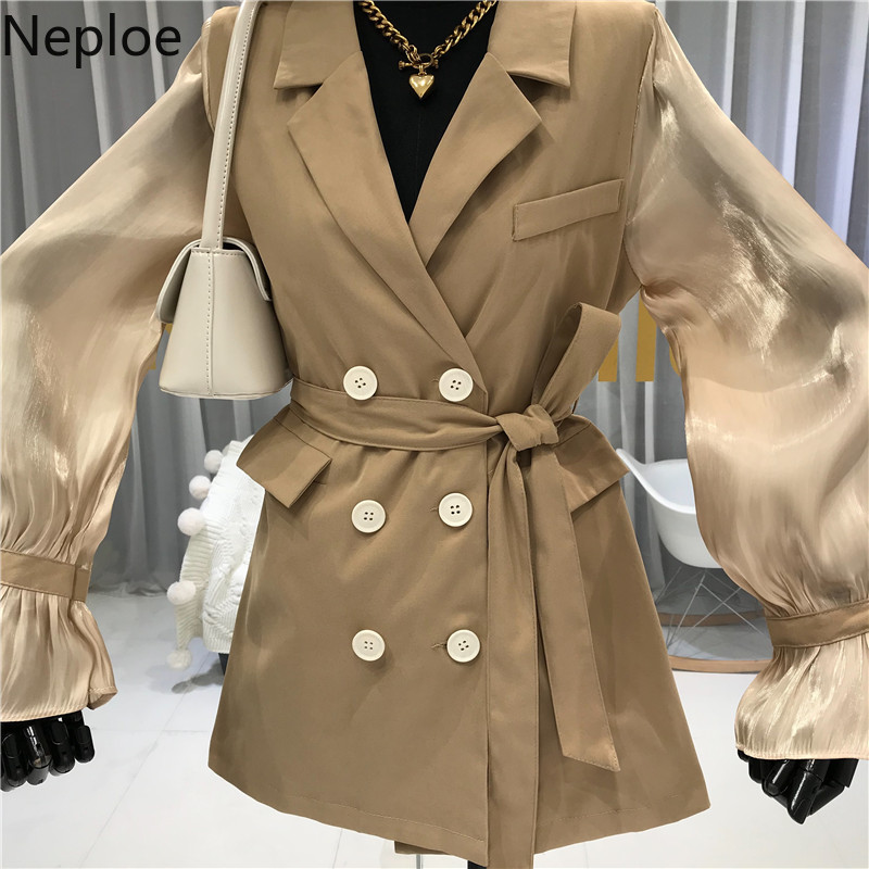 Blazer Dress Women Fashion Notched Collar Flare Sleeve Vestidos Summer Casual Lace Up Slim Waist Female Dresses 210422