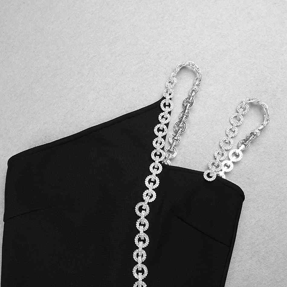 Free Summer Women Black Bodycon Bandage Dress Sexy Irregular One- Celebrity Club Party Dresses 210524