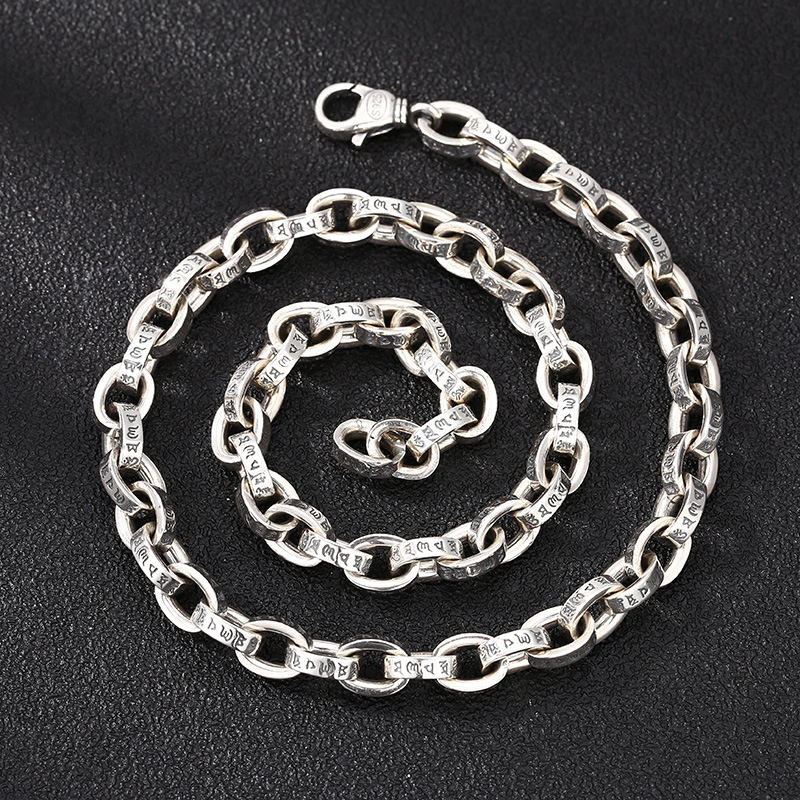 High quality 925 sterling silver link chain necklace American European antique silver handmade designer jewelry accessories gifts