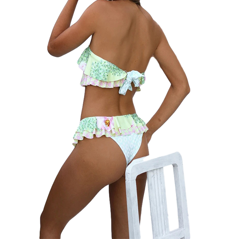 Sexy Bikini Swimwear Women Swimsuit Bandeau Bathing Suit Floral Off Shoulder Biquini Beach Wear Swim Female Maillot De Bain 210520