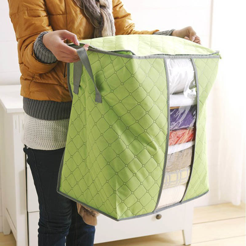 Home Storage Sundries Organizer Thicken Dustproof Eco-friendly Laundry Bag Bamboo Charcoal Foldable Non-woven