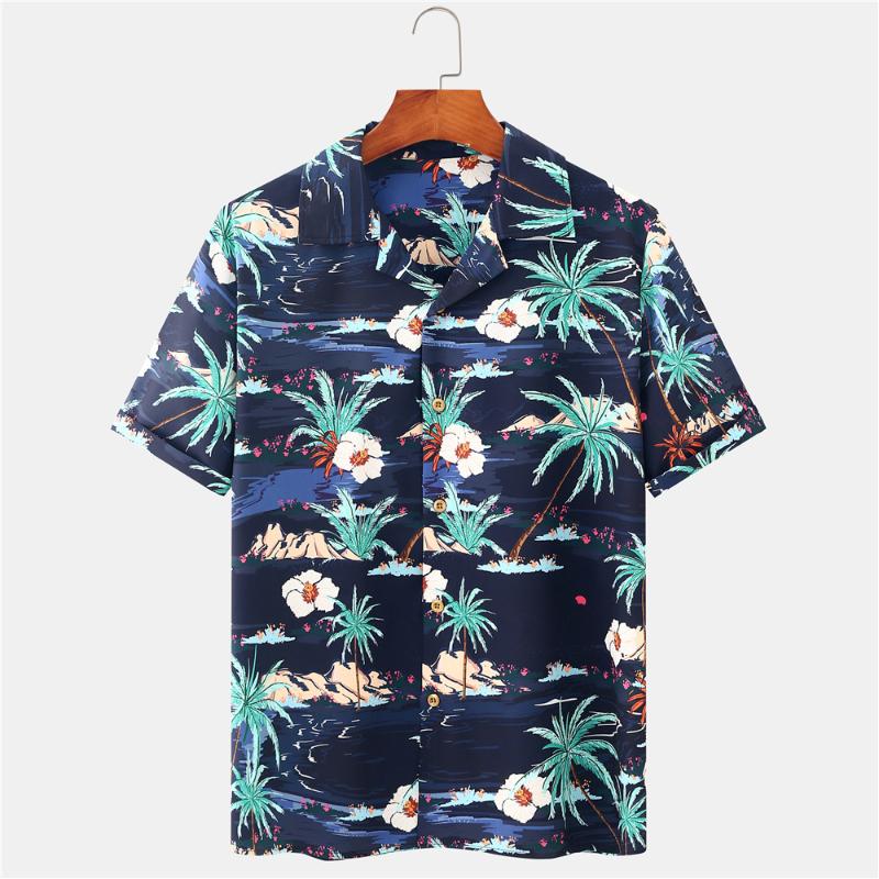 Men's Casual Shirts OSCN7 Printed Short Sleeve Shirt Men Street 2021 Hawaii Beach Oversize Women Fashion Harujuku For 156