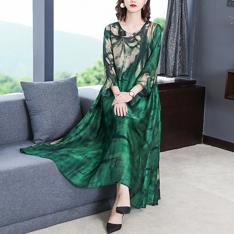 2021 Loose Casual Print Mulberry Silk Maxi Dress Spring Summer Vintage 4XL Plus Size Dress Elegant Women Bodycon Party Vestidos, As show
2021 Loose Casual Print Mulberry Silk Maxi Dress Spring Summer Vintage 4XL Plus Size Dress Elegant Women Bodycon Party Vestidos, As show