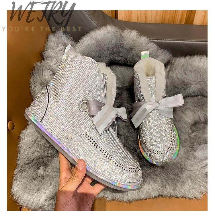 Boots Bling Crystal Winter Snow Women For Flat Heels Rhinestones Diamonds Cow Suede Warm Plush Shoes Woman, Black
Boots Bling Crystal Winter Snow Women For Flat Heels Rhinestones Diamonds Cow Suede Warm Plush Shoes Woman, Black