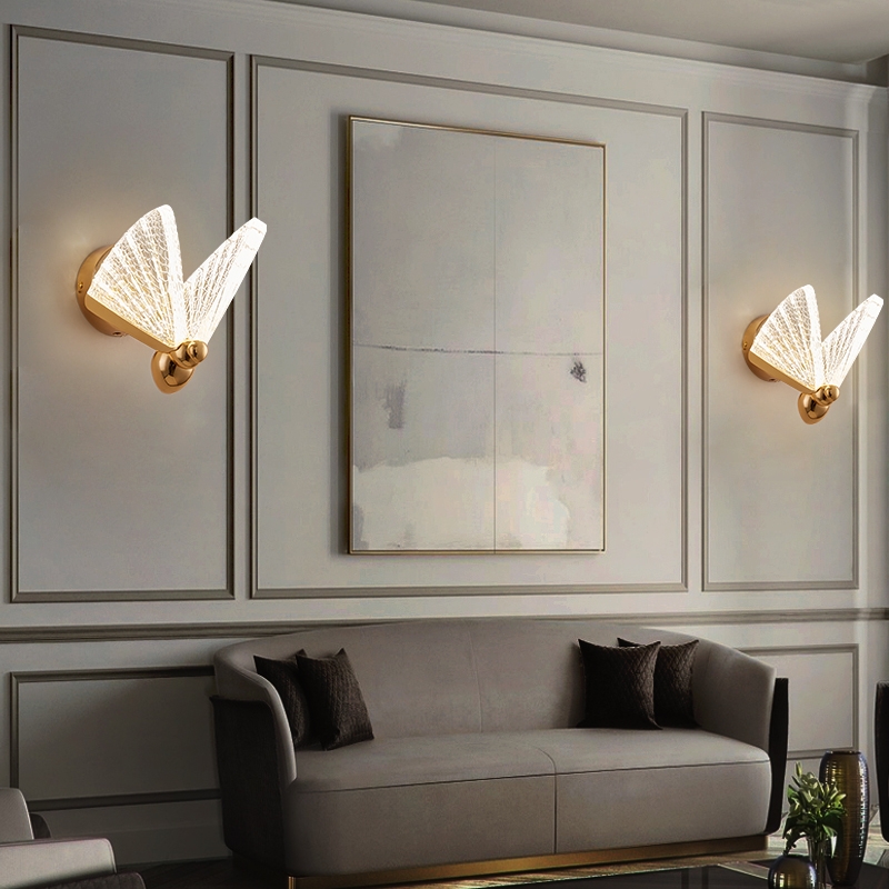 Butterfly Wall Lamp Nordic Indoor Lighting Modern Light Staircase Bedside Bedroom Background Decoration LED Wall Lamps