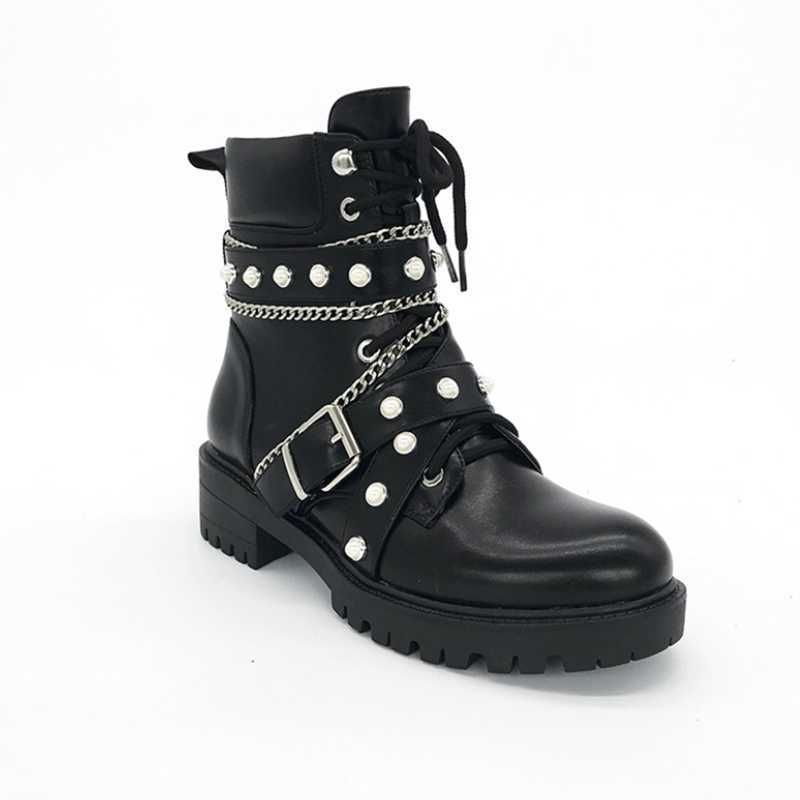 Women Ankle Boots Low Heels Matin Shoes Woman Short Booties PU Leather British Shoe Chaussures Femme Zapatos Mujer Sapato Y0914