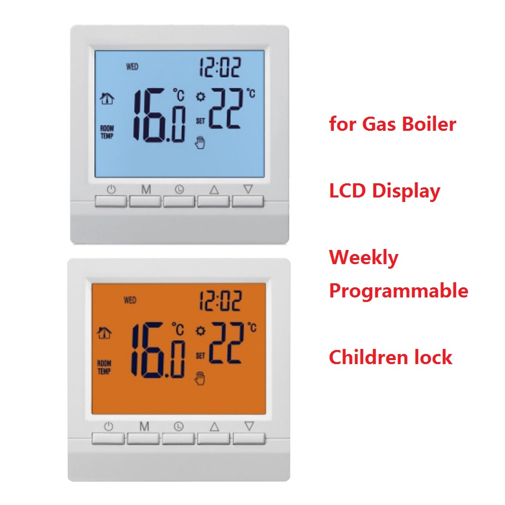 Gas Boiler Heating Thermostat Dry Contact Programmable Temperature Controller Digital LCD Display Powered by AA Batterty
Gas Boiler Heating Thermostat Dry Contact Programmable Temperature Controller Digital LCD Display Powered by AA Batterty