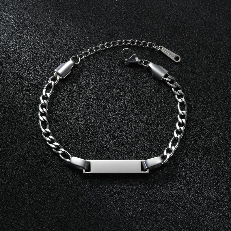 Goxijite Trendy Custom Engrave Name Bracelet For Women Kid Stainless Steel Adjustable Date Charm Gift Link Chain